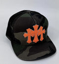 Chrome Hearts Orange Leather Cross Camouflage Trucker Cap، الصورة 2