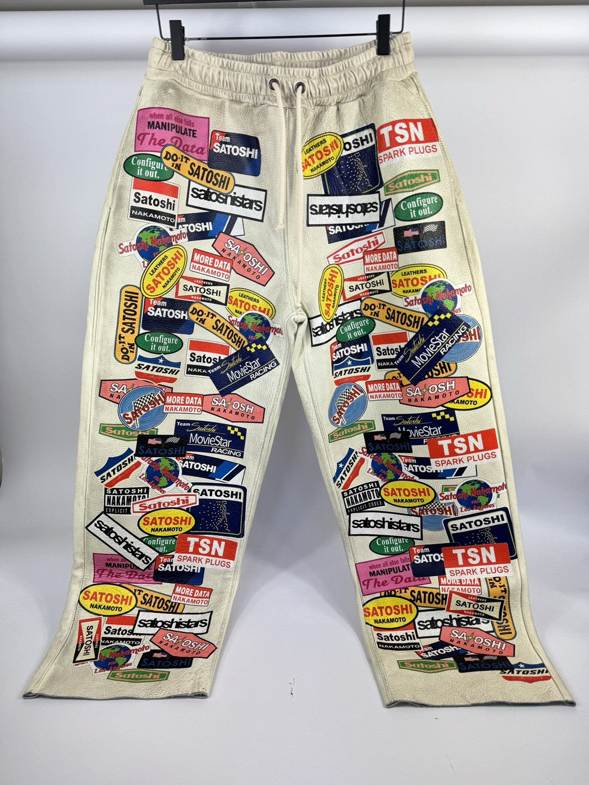 Satoshi Nakamoto Codex Print Leather Pants, photo 3