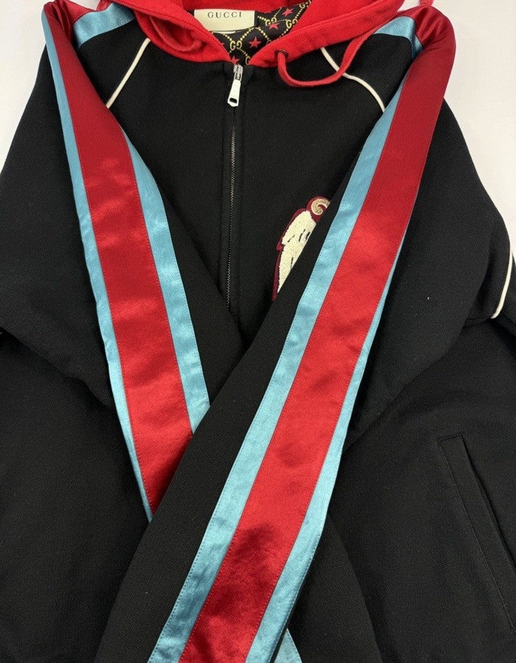 Gucci Band Patch Work Satin Stripe Zip Up Hoodie, photo 10