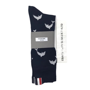 Thom Browne Men’s Navy Dolphine Icon Intarsia Mid Calf Socks, photo 2
