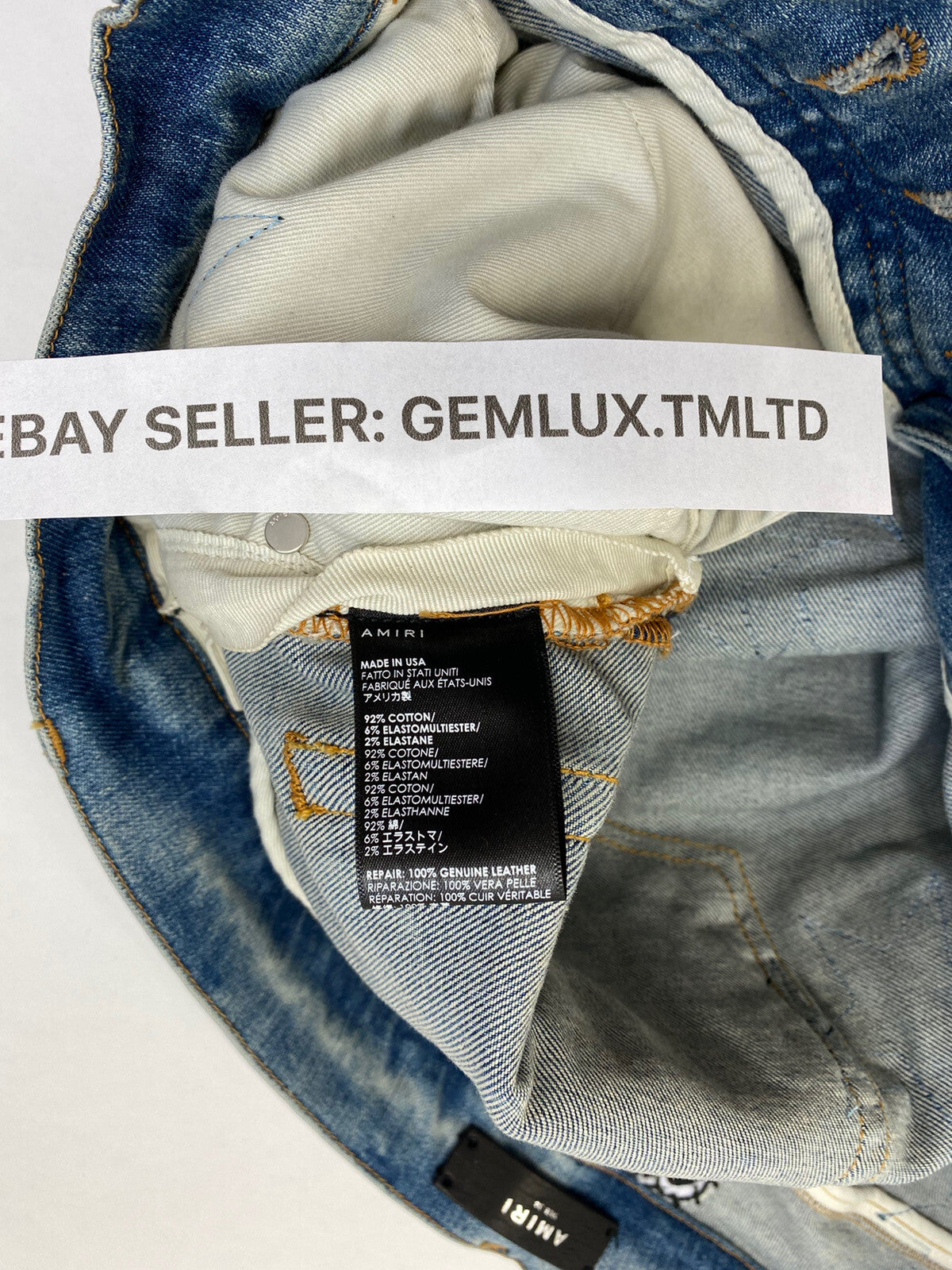 Amiri x Chemist Star Leather Appliquéd Blue Jeans, photo 10