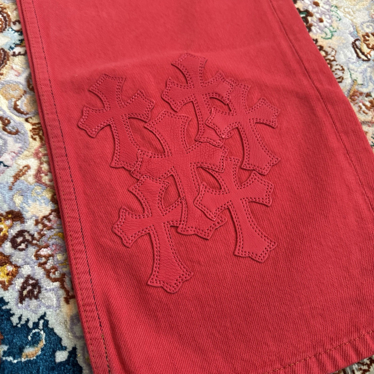 Chrome Hearts Leather Cross Patch Jeans, photo 5