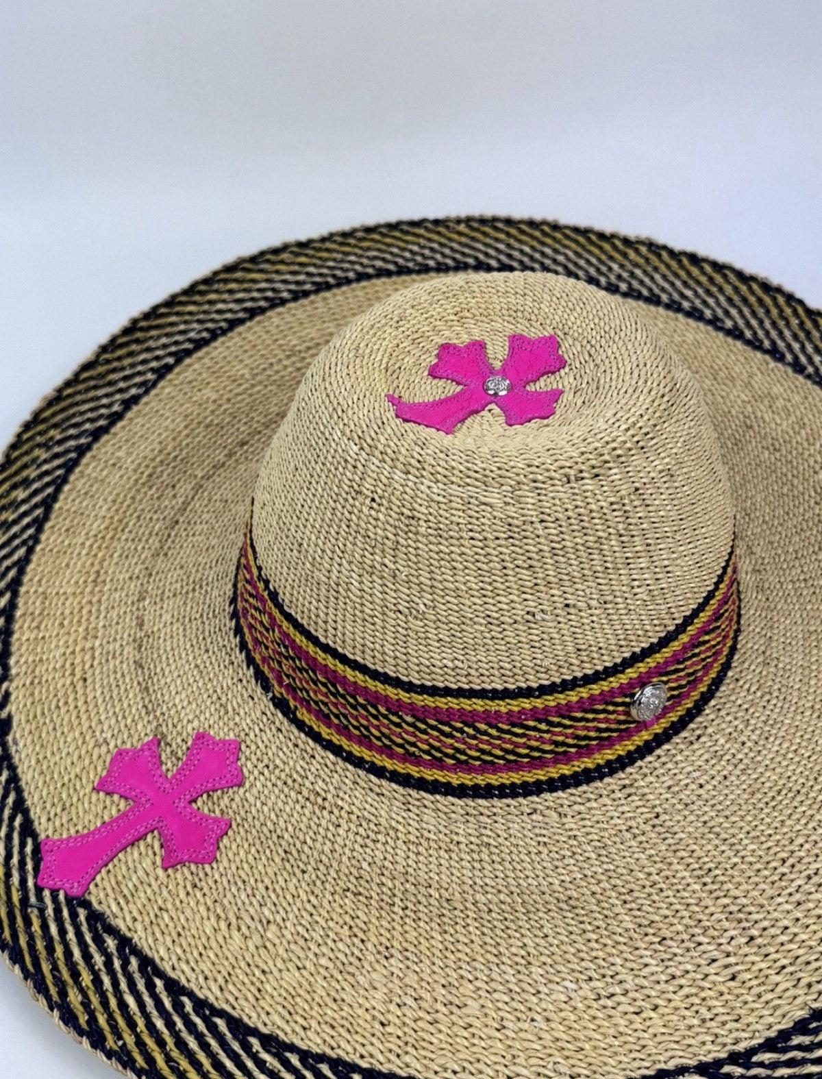 Chrome Hearts Pink Cross Patch Straw Hat, photo 4
