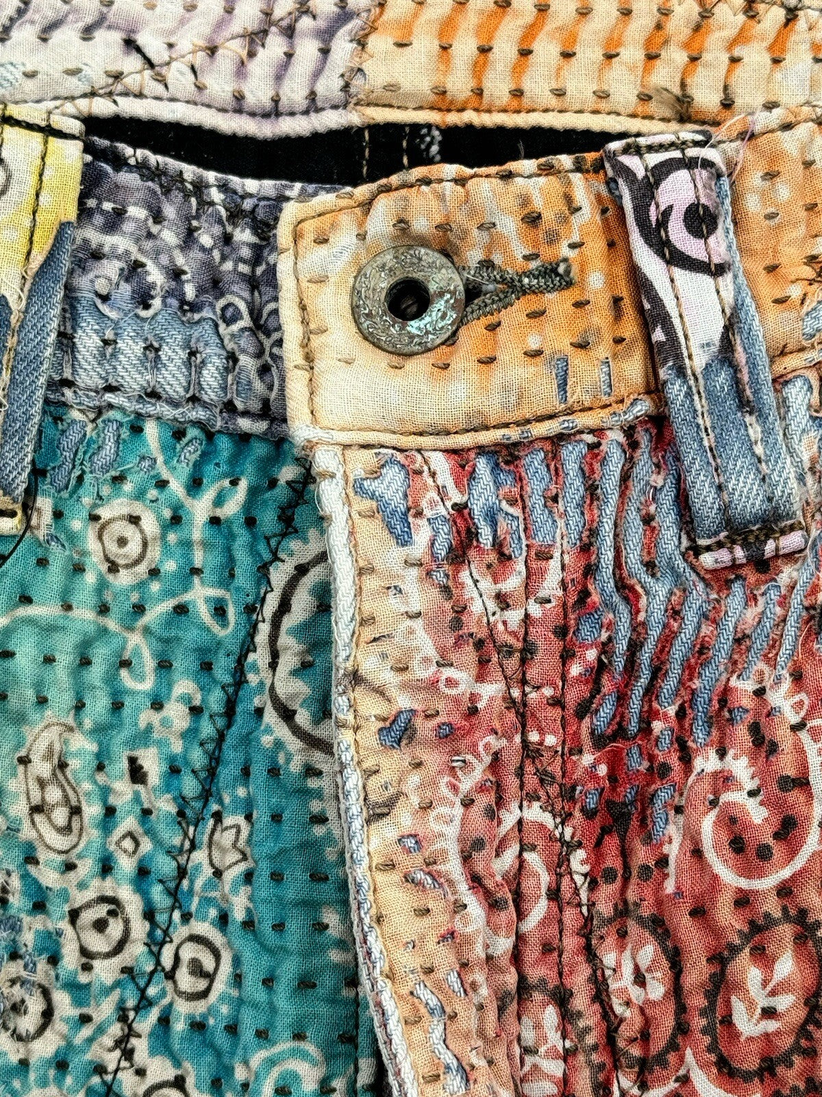 Proleta Re Art x Eri Glitch Distressed Patchwork Shorts, photo 8