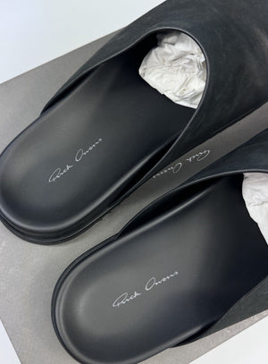 Rick Owens Black Leather Slip on Mules، الصورة 4