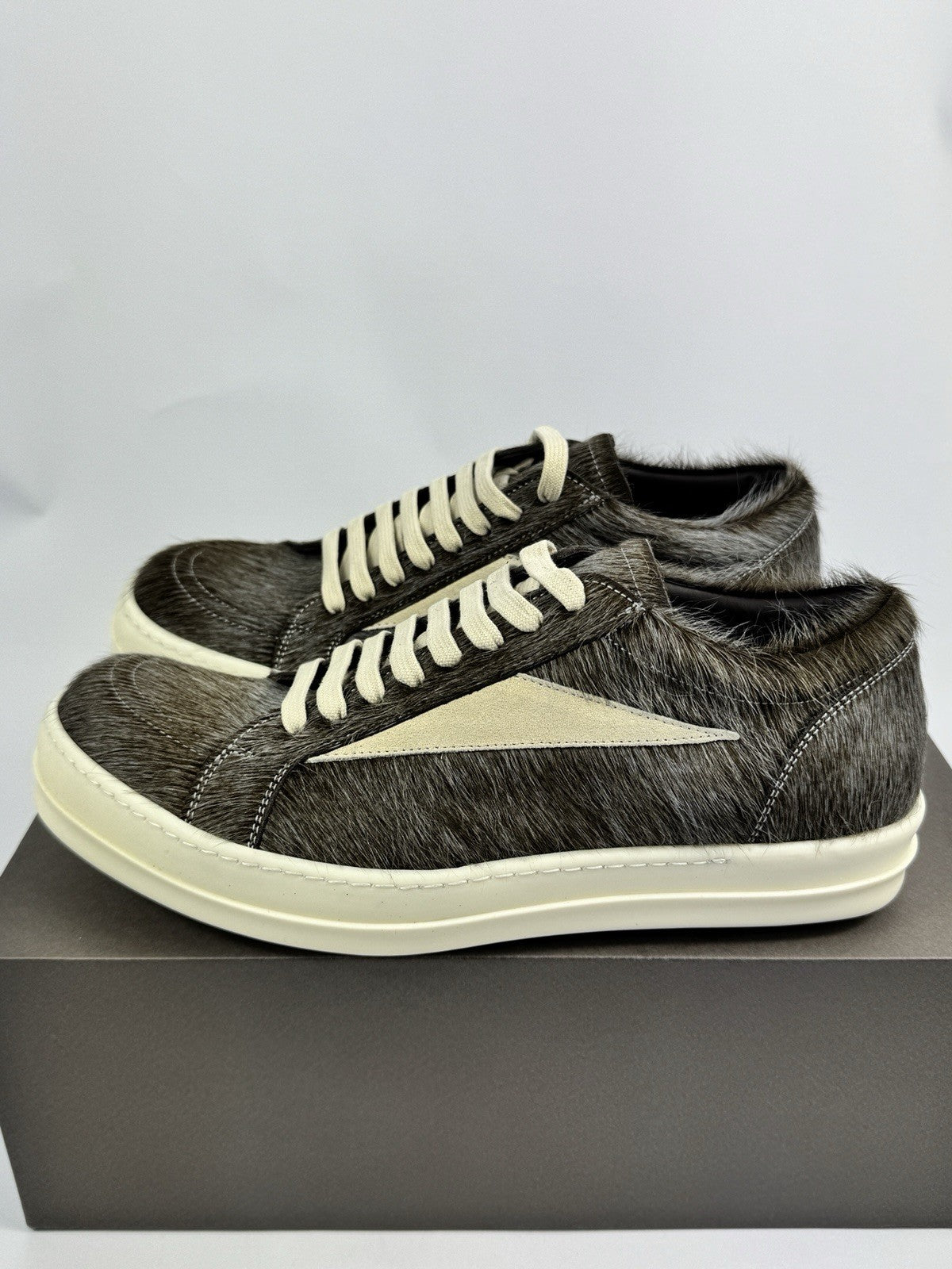 Rick Owens Vintage Suede Trimmed Calf Hair Trainers, photo 7