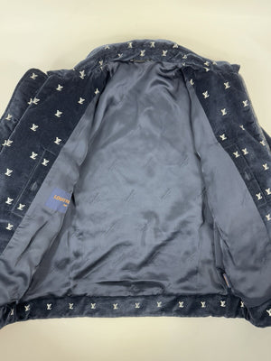 Louis Vuitton Velvet Logo Print Zip Up Jacket، الصورة 5