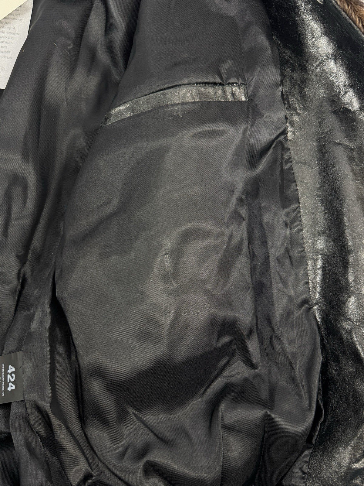 424 City Striped Goat Hair and Leather Bomber Jacket, photo 5