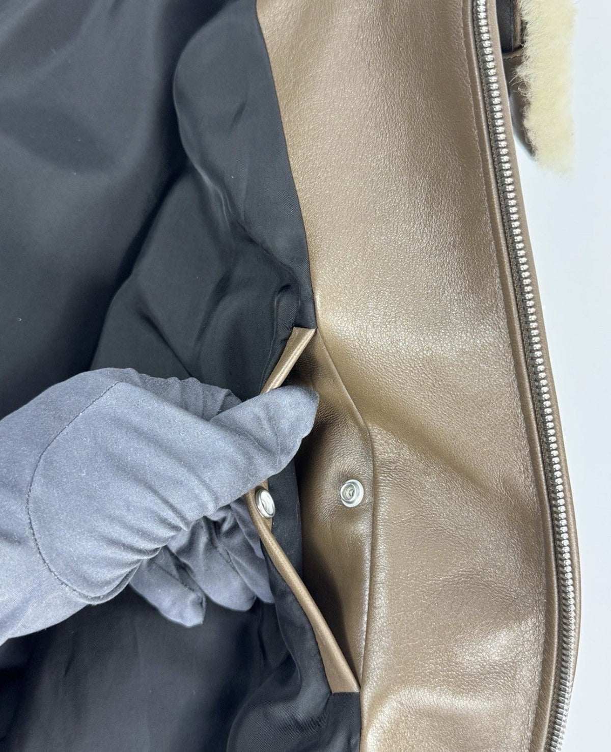 Bottega Veneta Soft Leather Jacket With Shearling Removable Collar, photo 14