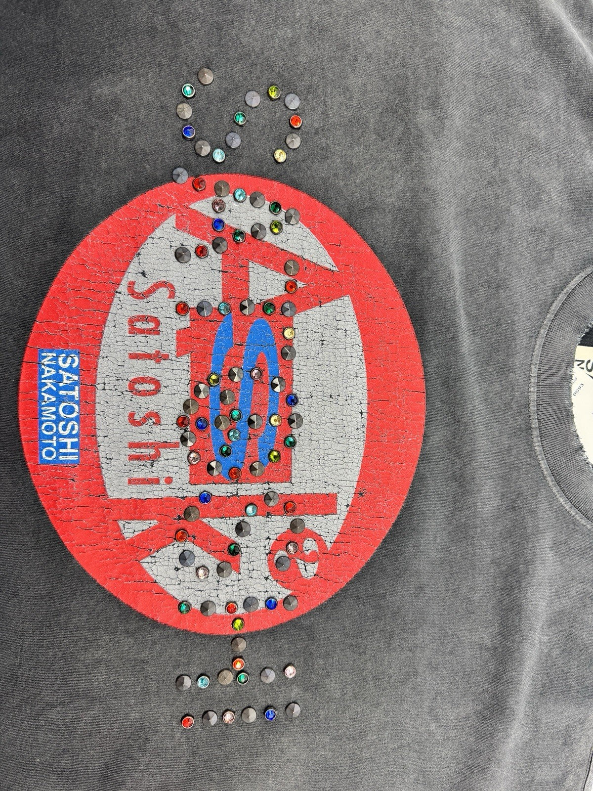 Satoshi Nakamoto Rhinestone Cracked Print Oversized T-Shirt, photo 4