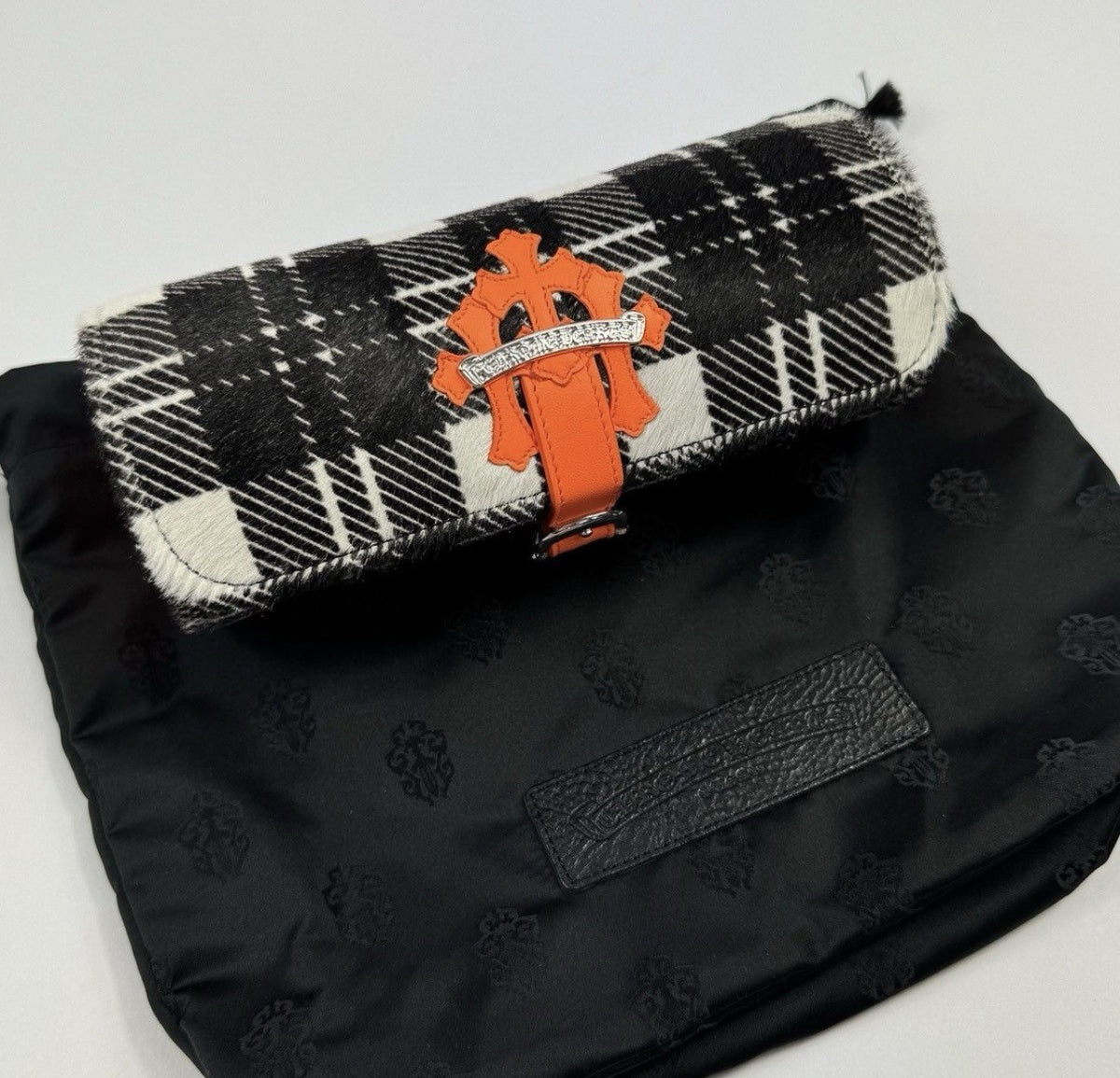 Chrome Hearts Orange Cross Patch Pony Hair Watch Roll, photo 2