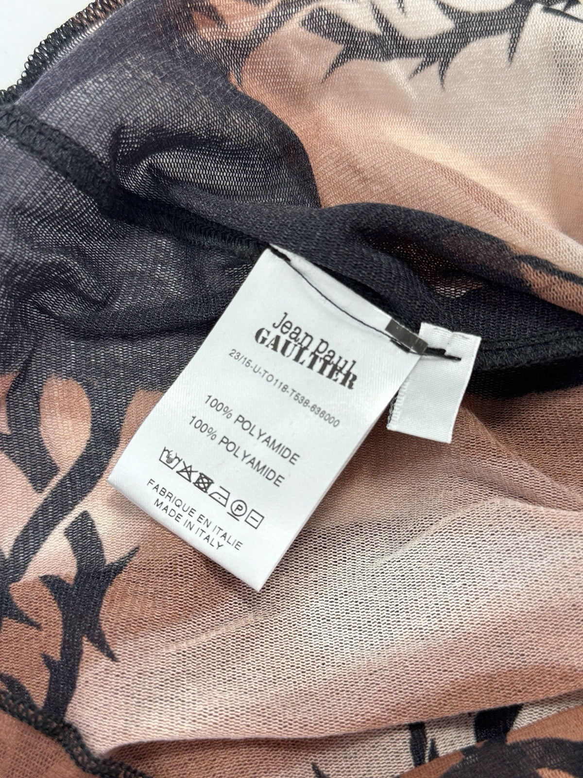 Jean Paul Gaultier Safe S For Ever Tattoo Print Long Sleeve Mesh T-Shirt -S, photo 7