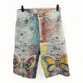 Proleta Re Art x Eri Glitch Distressed Patchwork Shorts، الصورة 3
