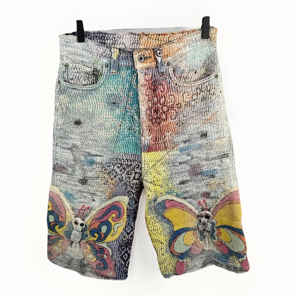 Proleta Re Art x Eri Glitch Distressed Patchwork Shorts, photo 3