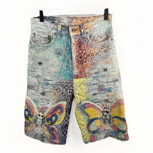 Proleta Re Art x Eri Glitch Distressed Patchwork Shorts، الصورة 3