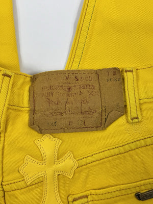 Chrome Hearts Yellow F&amp;F Cross Patch Silver Studs Vintage Jeans（写真9）