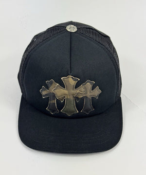Chrome Hearts Leather Camo Cross Detailed Trucker Cap، الصورة 3