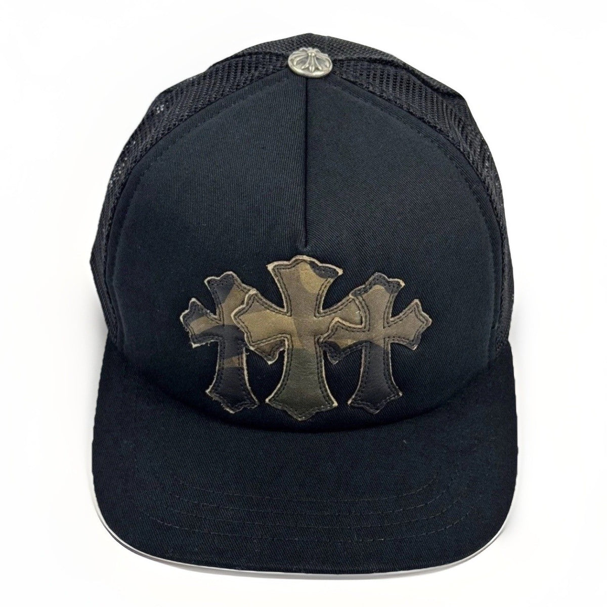 Chrome Hearts Leather Camo Cross Detailed Trucker Cap, photo 1