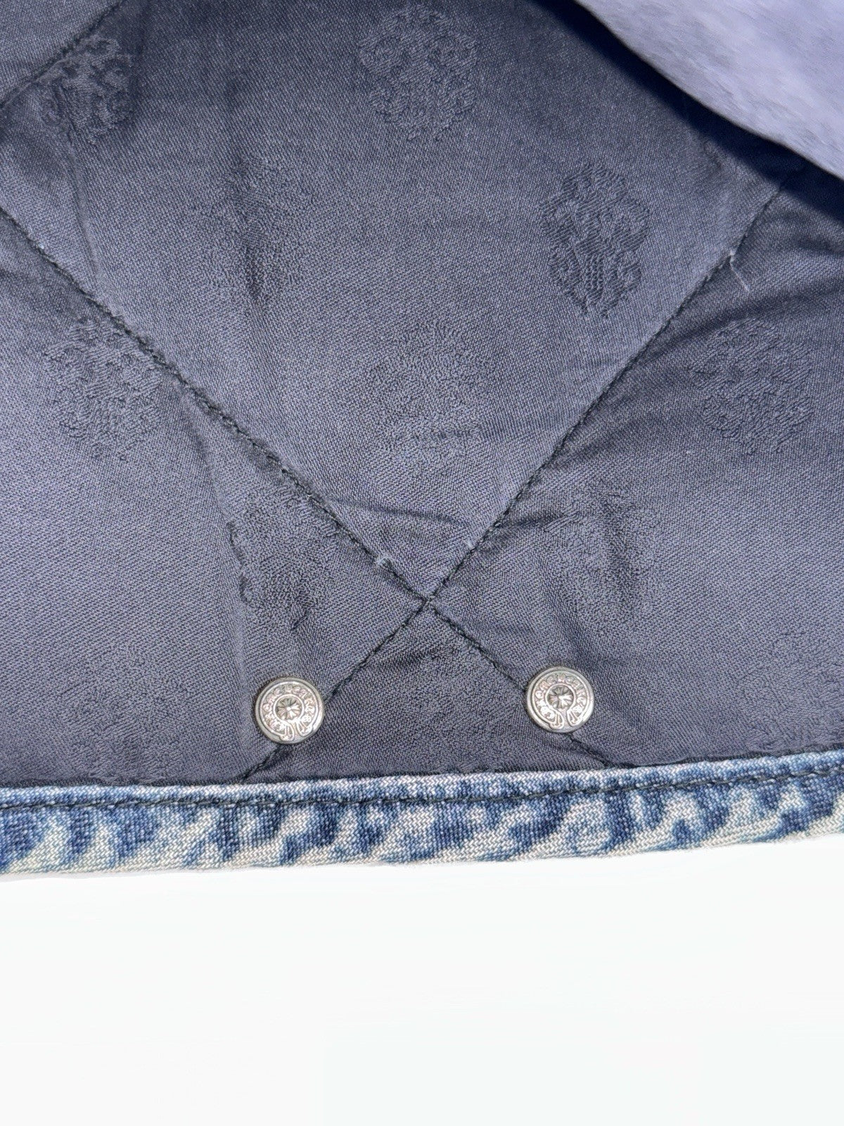 Chrome Hearts FW22 Garage Wash Denim Puffer Gilet with Silver Buttons, photo 6