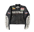Satoshi Nakamoto Truck Stop Moto Biker Leather Jacket, photo 1