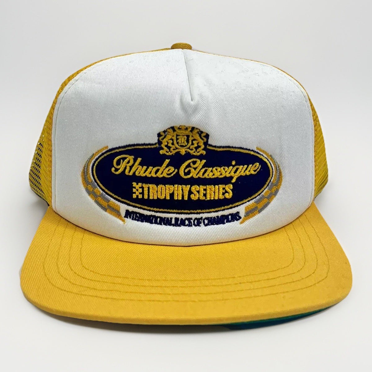 Rhude Trophy Series Embroidered Logo Yellow Trucker Cap, photo 3