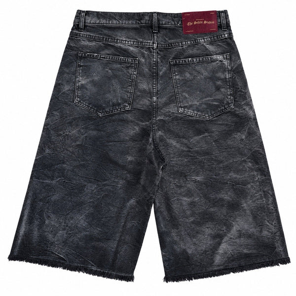 The Sekrit Saint Chopper Studded Distressed Denim Shorts, photo 2