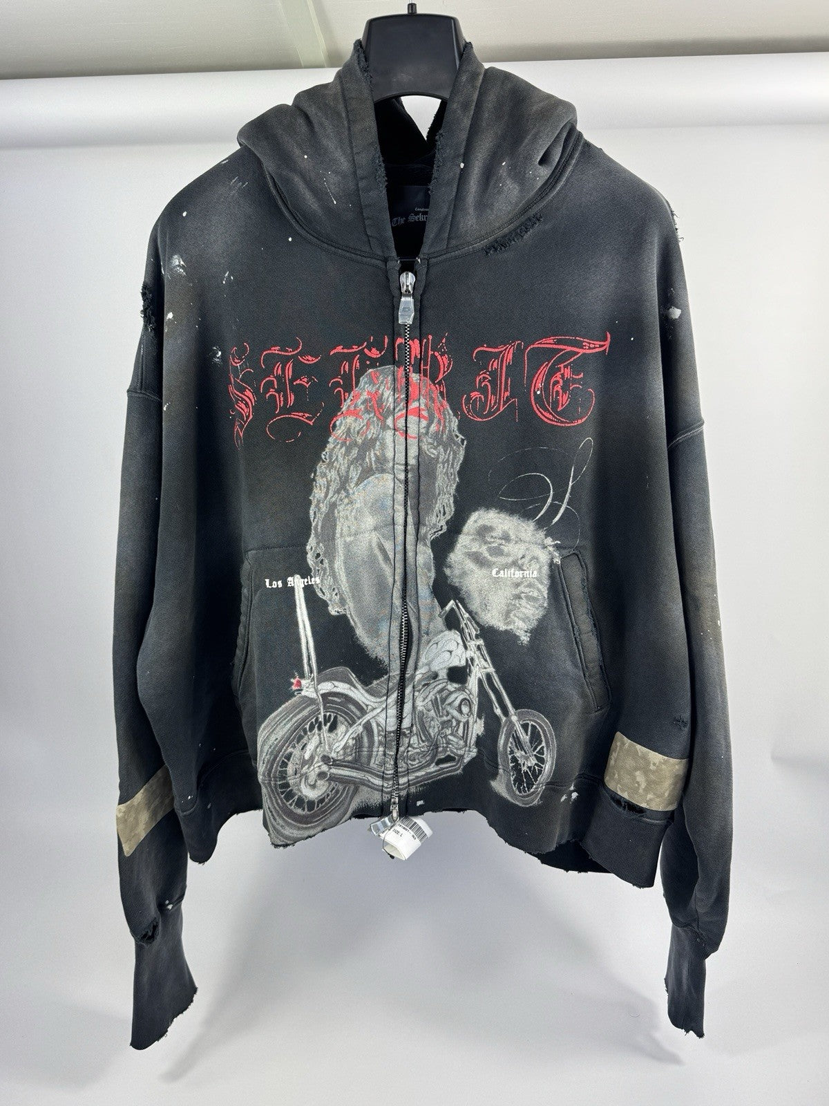 The Sekrit Saint Chopper Girl Paint-Splattered Distressed Hoodie, photo 3