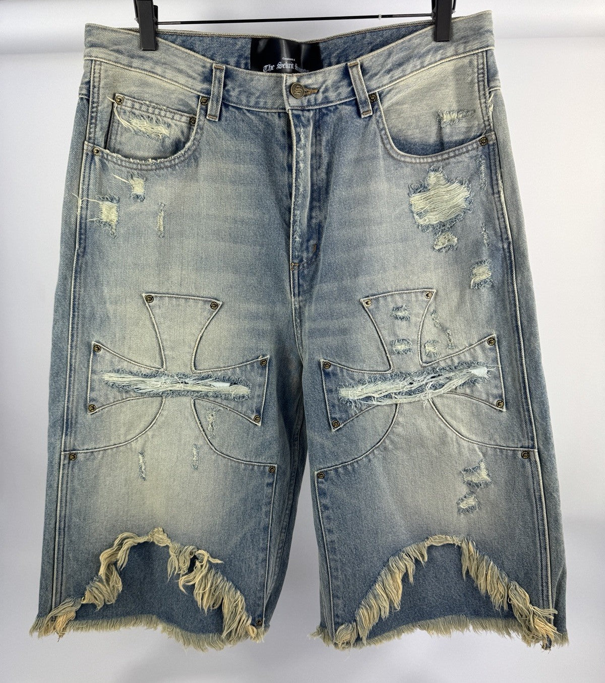 The Sekrit Saint Chopped Distressed Denim Shorts, photo 3