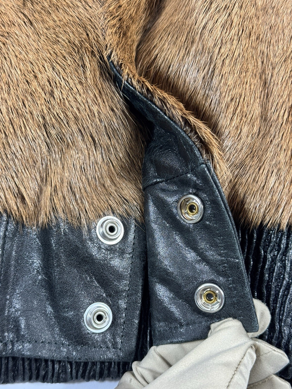 424 City Striped Goat Hair and Leather Bomber Jacket, photo 7