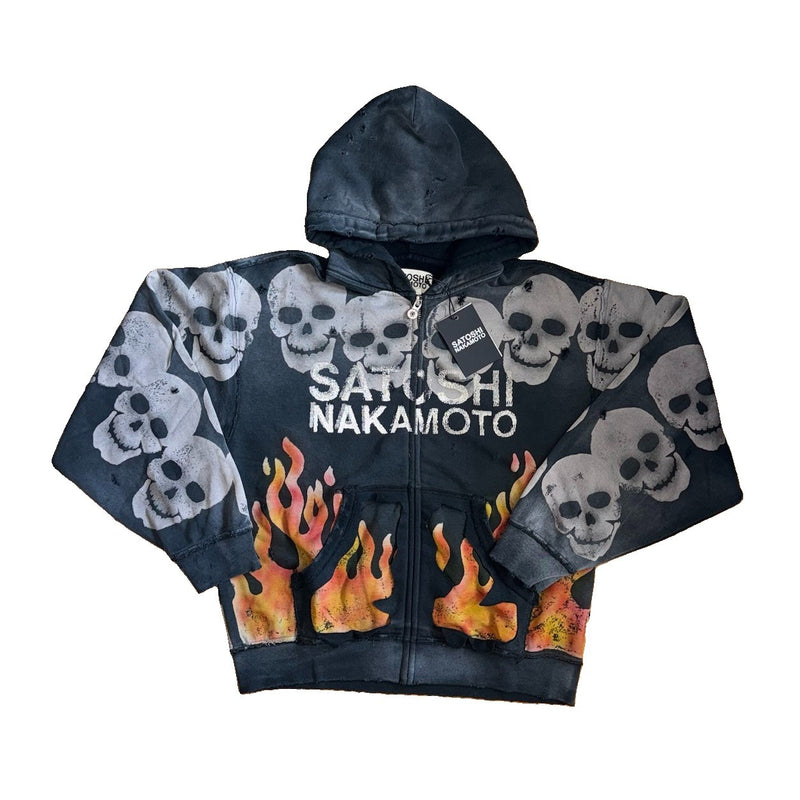Satoshi Nakamoto Lots Boys Printed Distressed Zip-Up Hoodie, photo 1