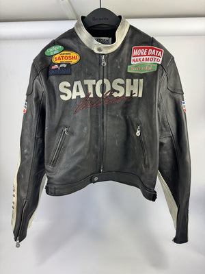 Satoshi Nakamoto Truck Stop Moto Biker Leather Jacket, photo 3