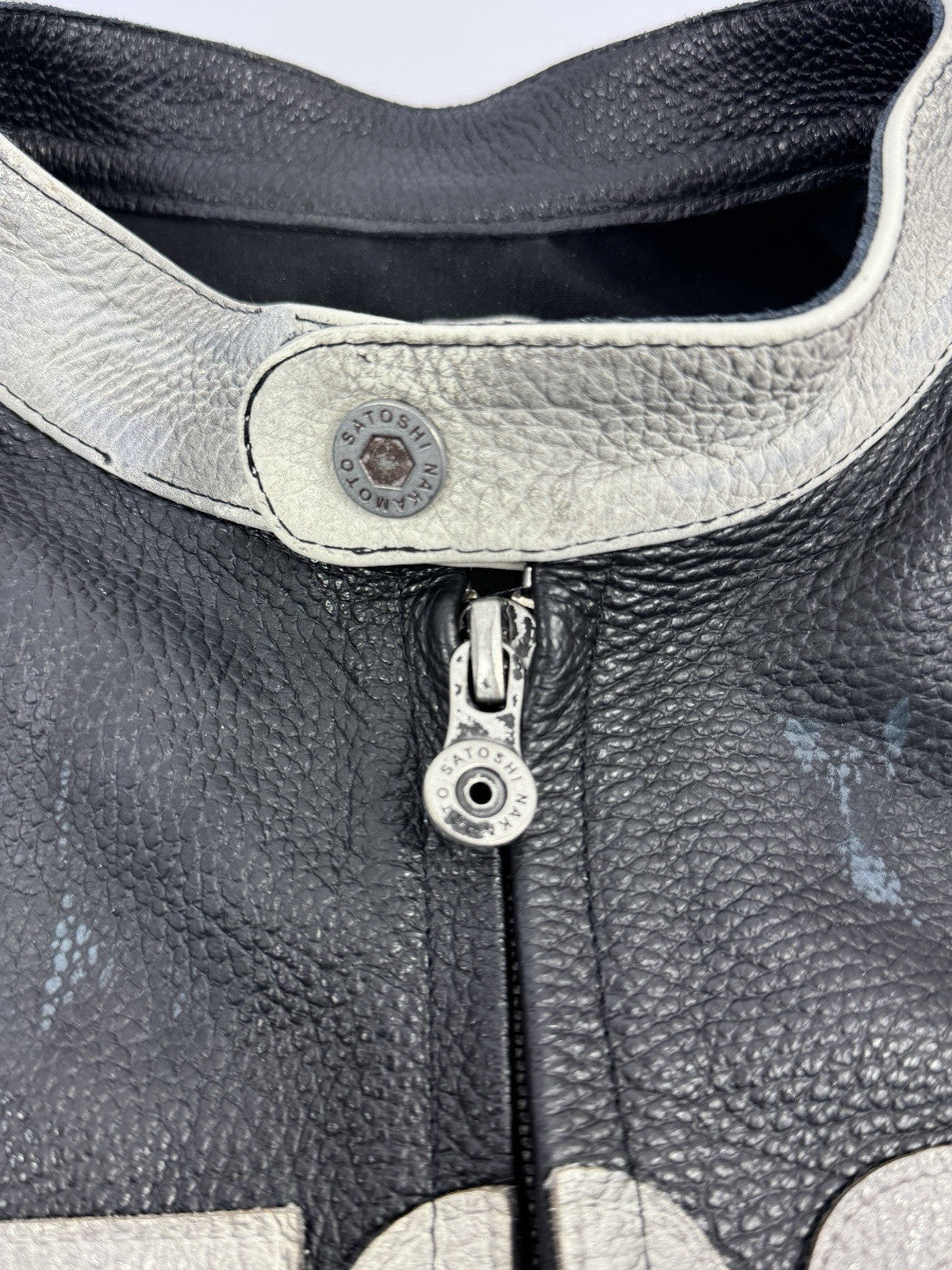 Satoshi Nakamoto Truck Stop Moto Biker Leather Jacket, photo 6