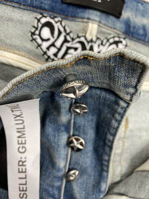 Amiri x Chemist Star Leather Appliquéd Blue Jeans, photo 5