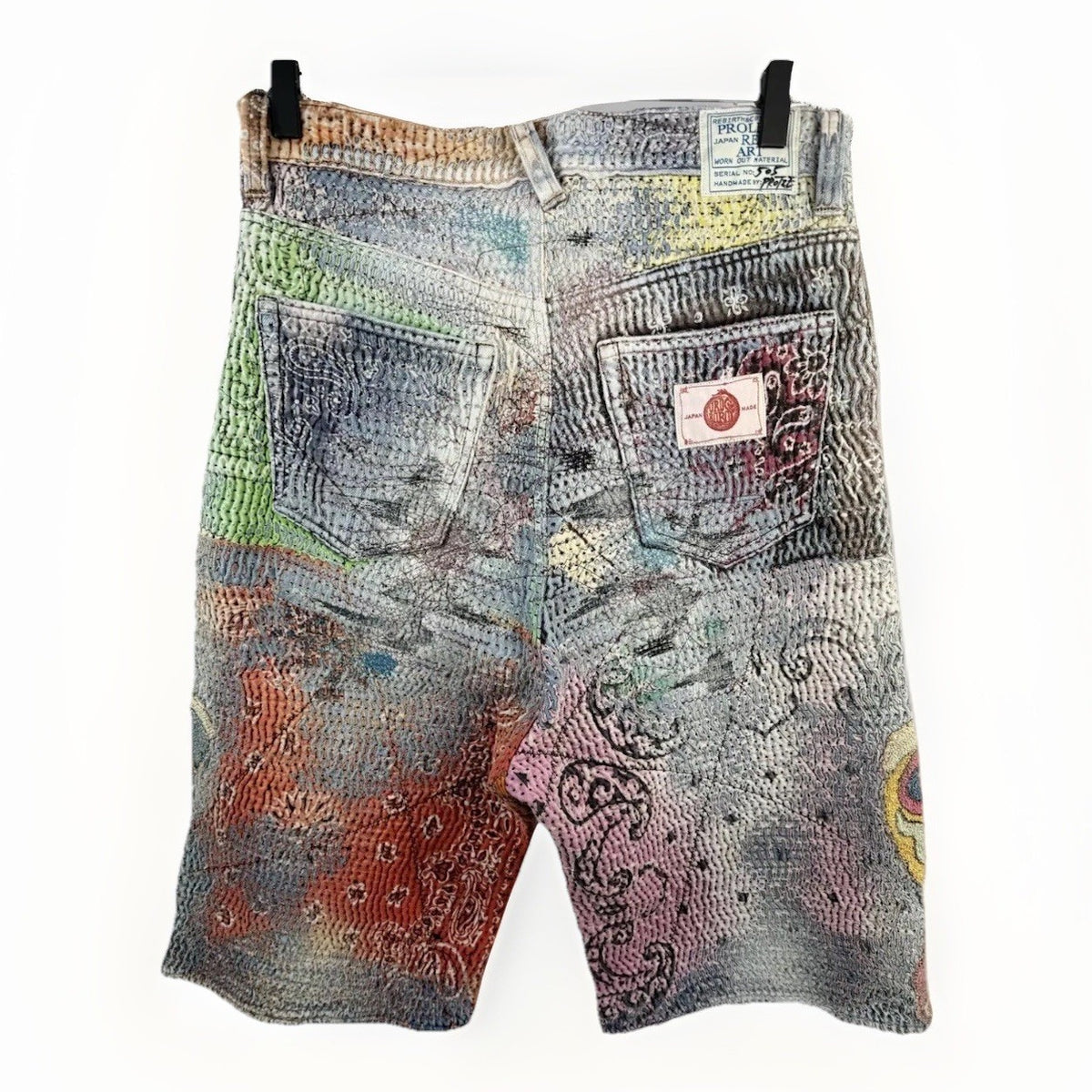 Proleta Re Art x Eri Glitch Distressed Patchwork Shorts, photo 4