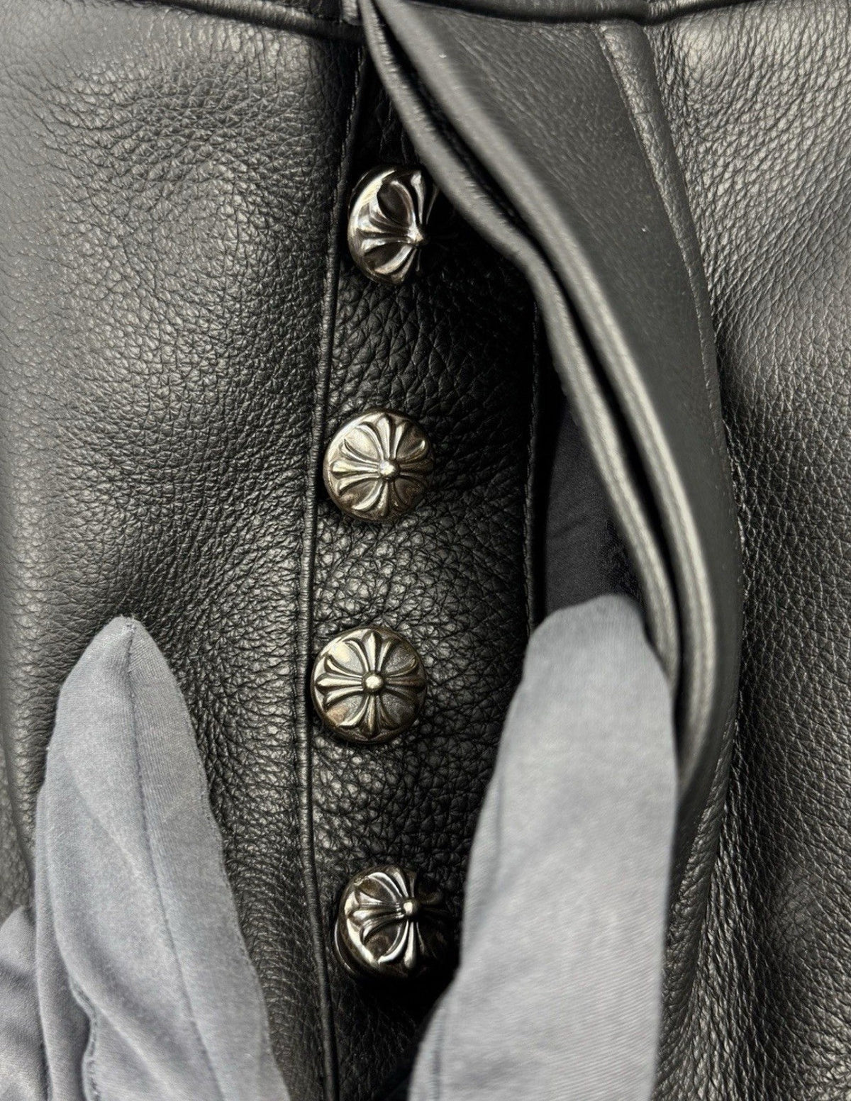 Chrome Hearts 1 of 1 Tiffany Cross Dagger Star Patch Leather Pants, photo 8