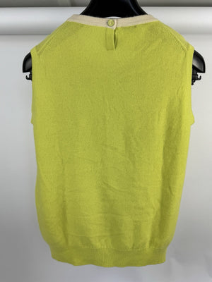 Chanel 1996 Lime Green Cashmere Knit Tank Top Sweater، الصورة 4
