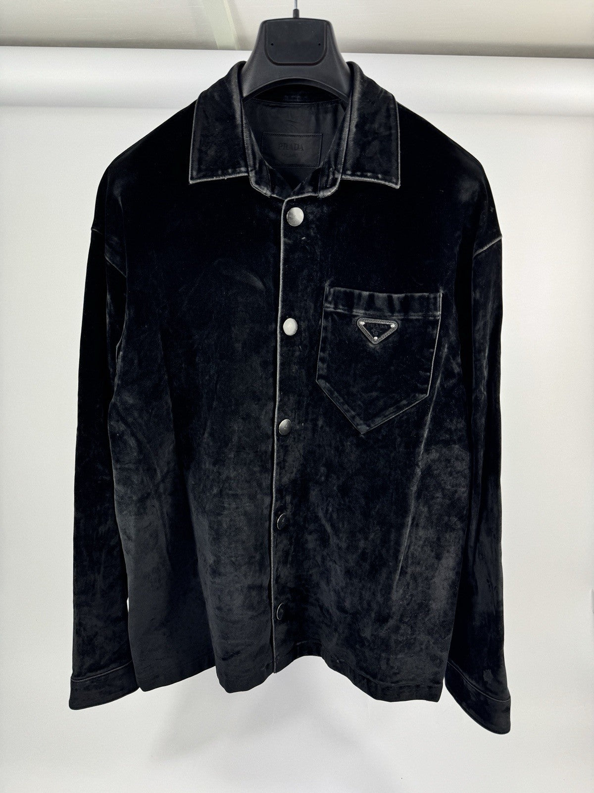 Prada Triangle Logo Velvet Shirt & Trousers, photo 3