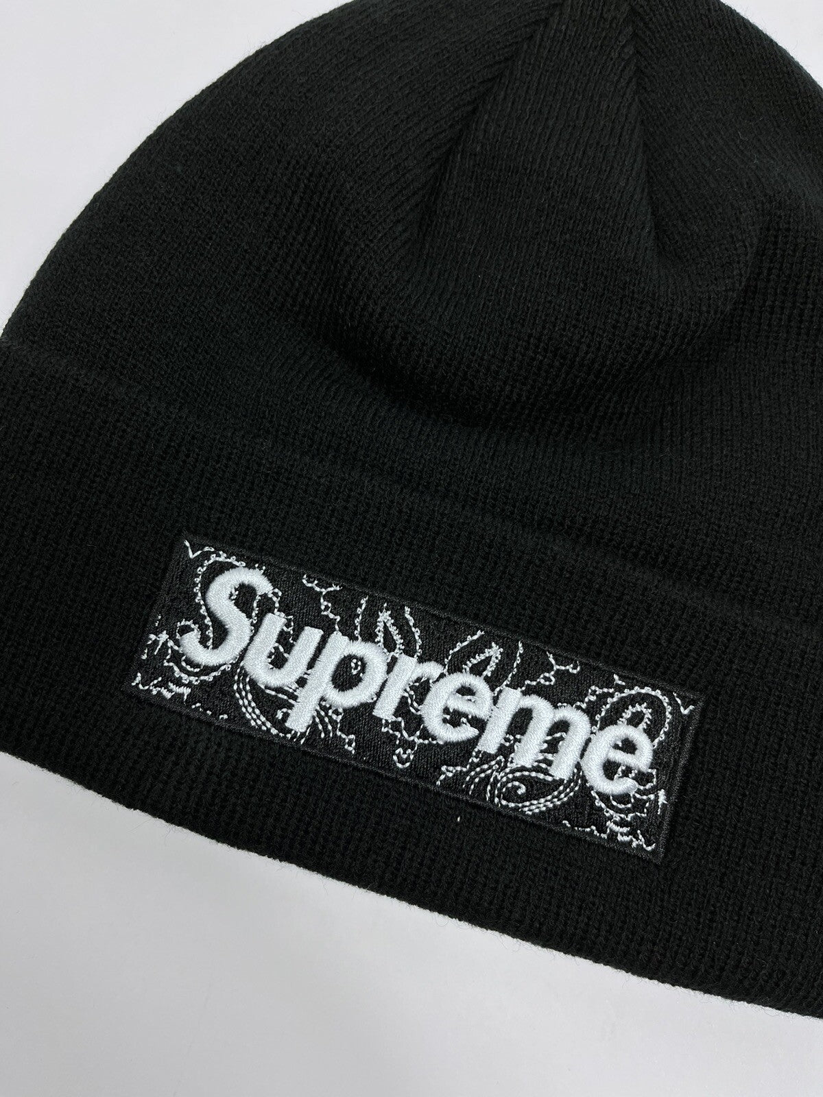 Supreme Bandana Box Logo Black Beanie Hat, photo 3