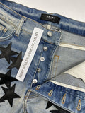 Amiri x Chemist Star Leather Appliquéd Blue Jeans, photo 4