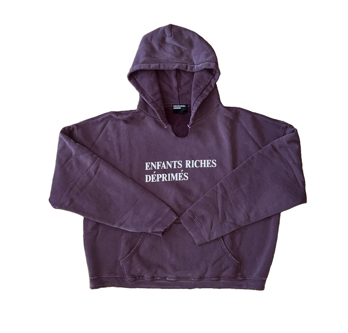 Enfants Riches Deprimes Classic Font Distressed Neck Cut Hoodie, photo 1
