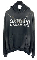 Satoshi Nakamoto Logo Print Embellished Jersey Hoodie، الصورة 2