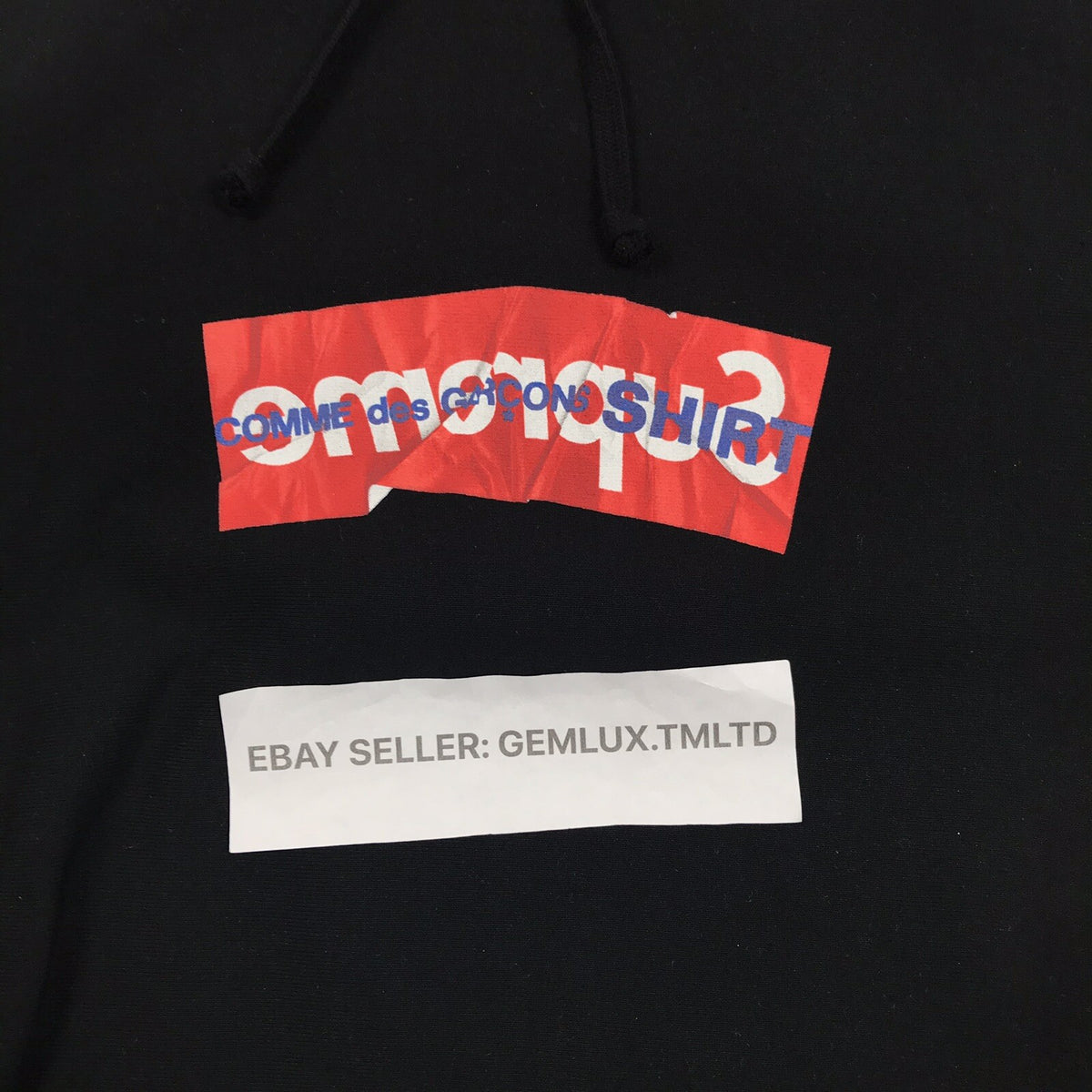 Supreme x Comme Des Garcons CDG Box Logo Print Black Hoodie, photo 5