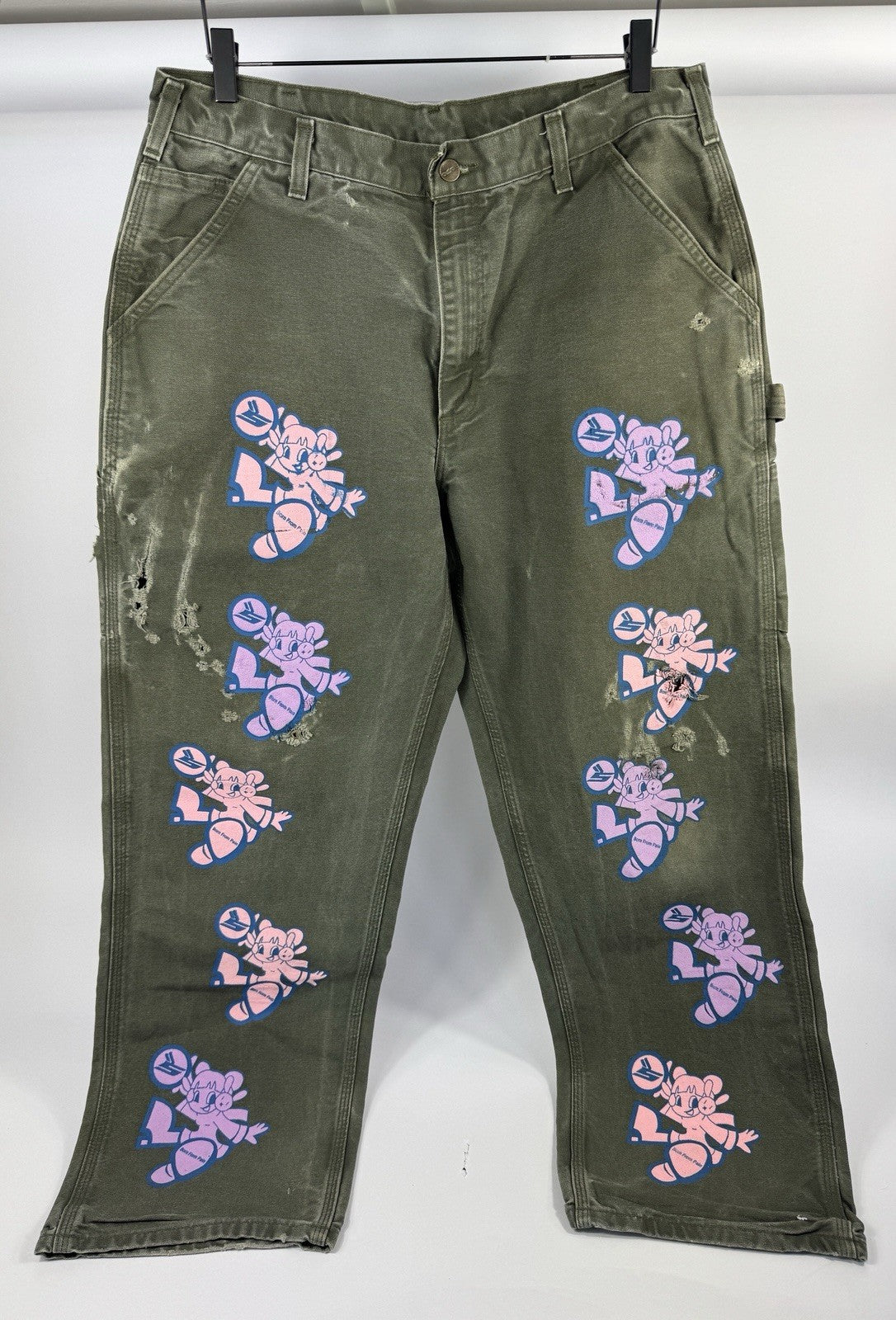 Born From Pain Sicko Flygirl Carhartt Olive Pink Purple Jeans, photo 2