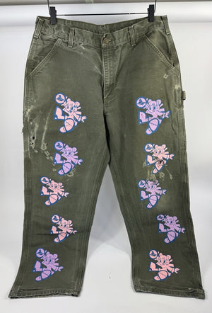 Born From Pain Sicko Flygirl Carhartt Olive Pink Purple Jeans، الصورة 3