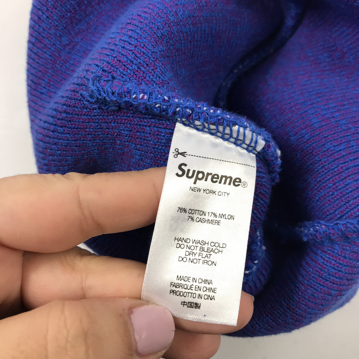 Supreme Big Logo Blue / Purple Beanie Hat, photo 4