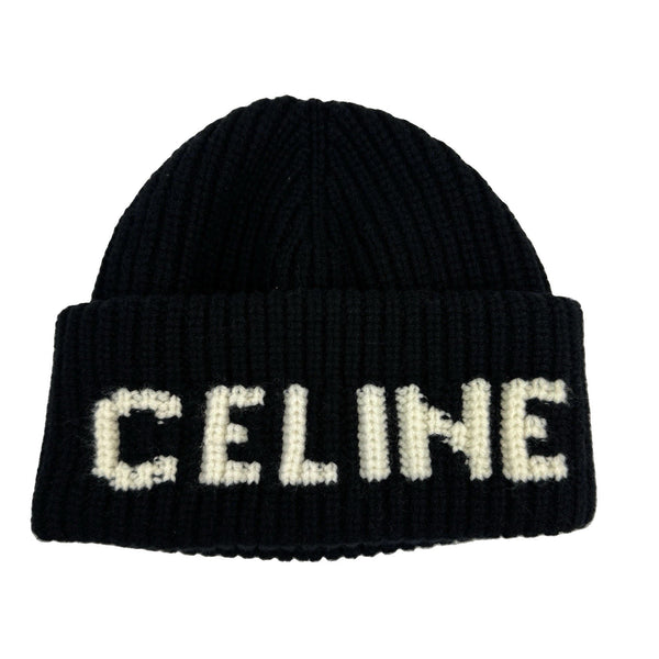 Celine Logo Knit Wool Beanie, photo 1
