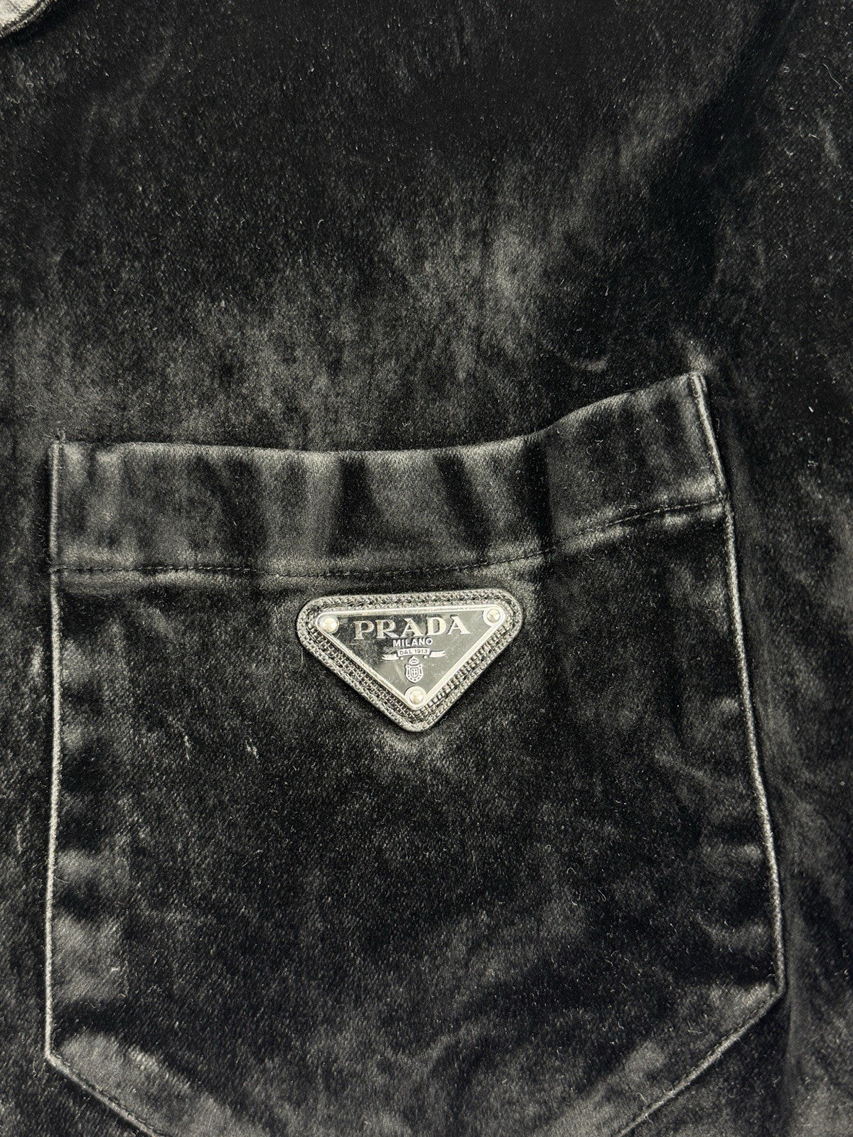 Prada Triangle Logo Velvet Shirt & Trousers, photo 5