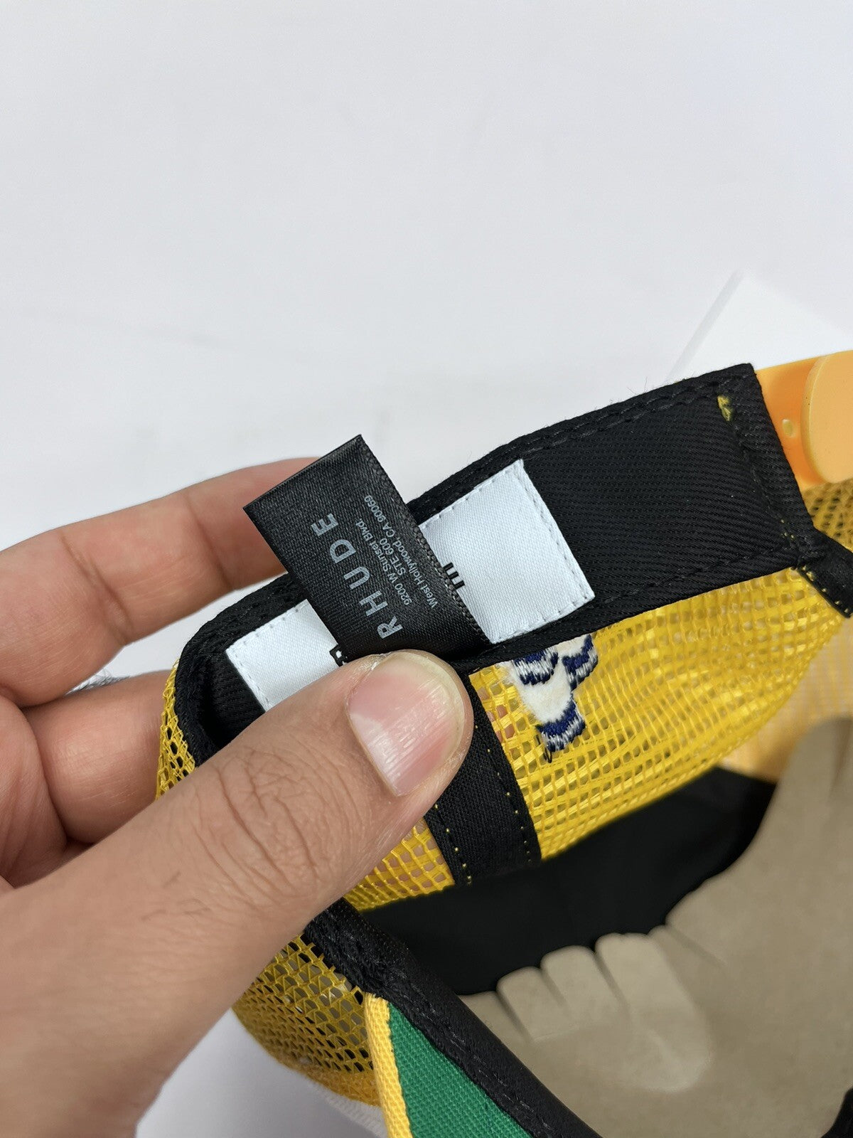 Rhude Trophy Series Embroidered Logo Yellow Trucker Cap, photo 9