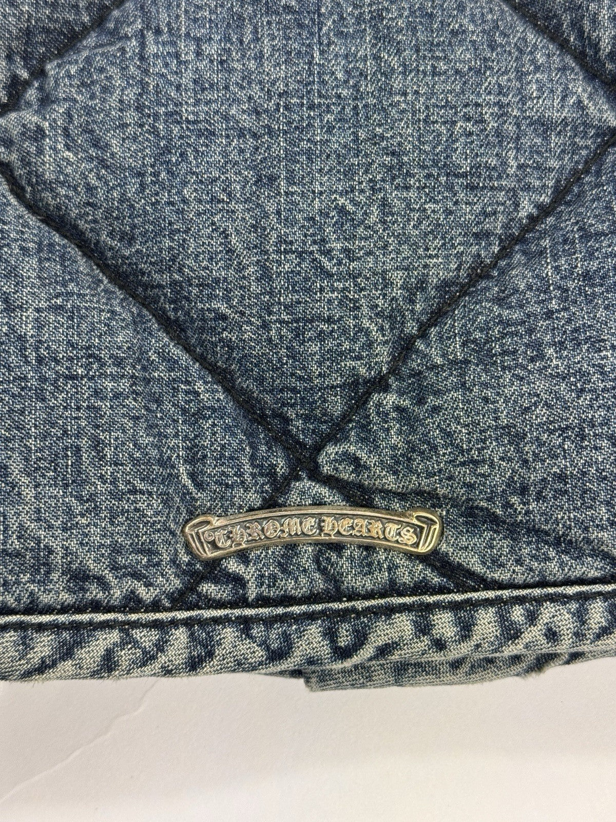 Chrome Hearts FW22 Garage Wash Denim Puffer Gilet with Silver Buttons, photo 7