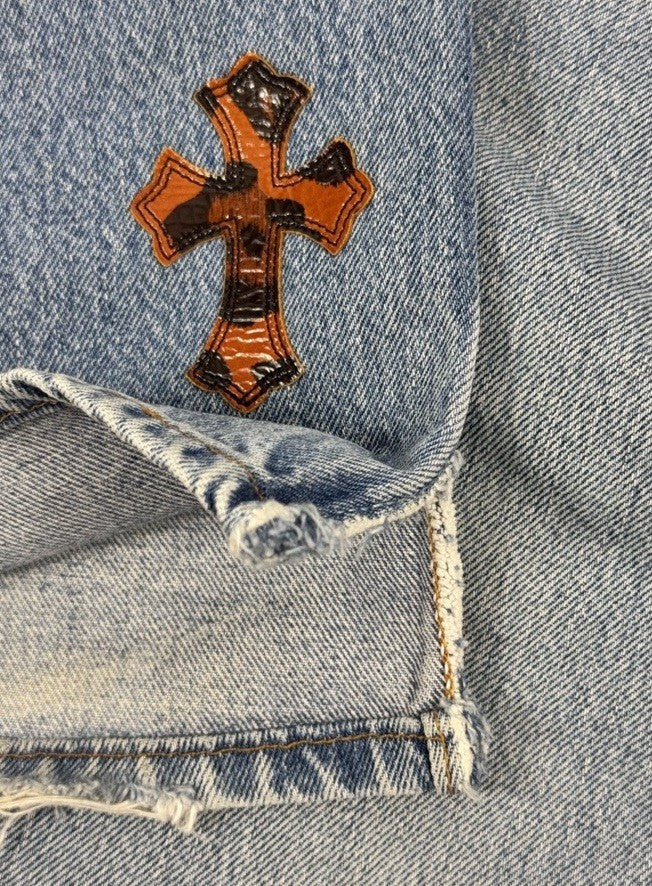 Chrome Hearts Leopard Cross Patch Denim Jeans, photo 8